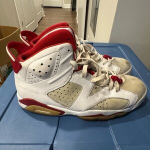 Jordan Kids Sneakers in White, Red, and Tan